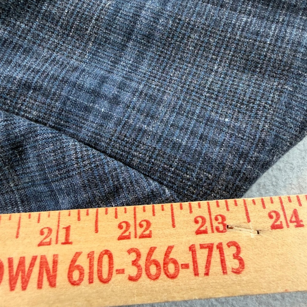 Pronto Uomo Platinum Blue Plaid Wool Silk Linen Blazer Sport Coat Mens 54R - Picture 9 of 13